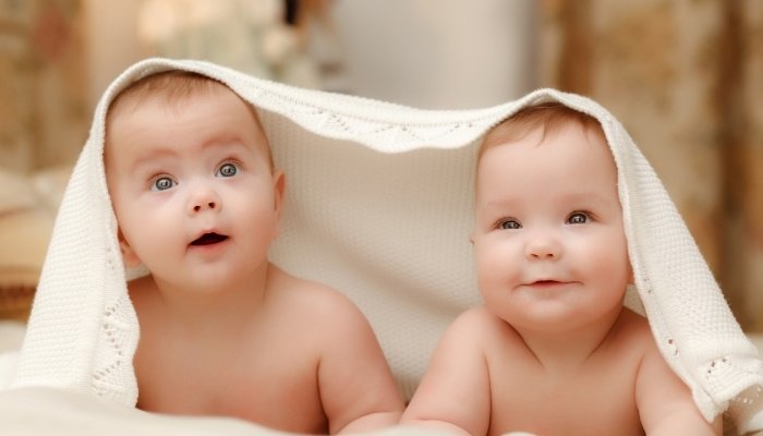 Twin Boys Under a Blanket